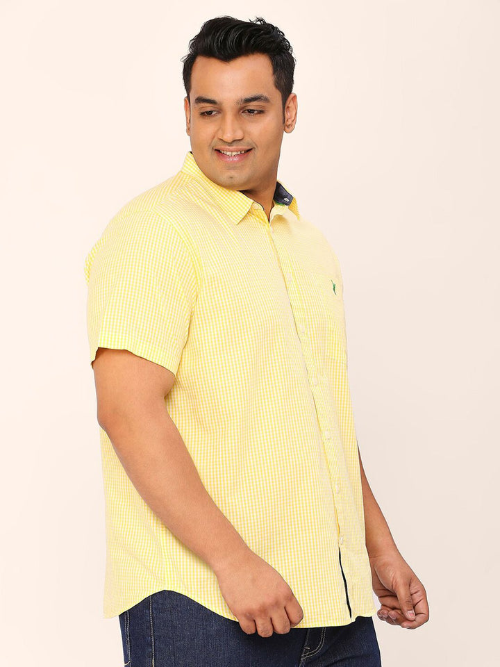 Thomas Scott Plus Size Standard Micro Checked Cotton Casual Shirt