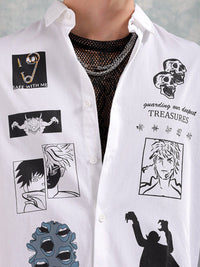 The Indian Garage Co Men Anime Printed Cotton Oversized Boxy Streetwear Shirt