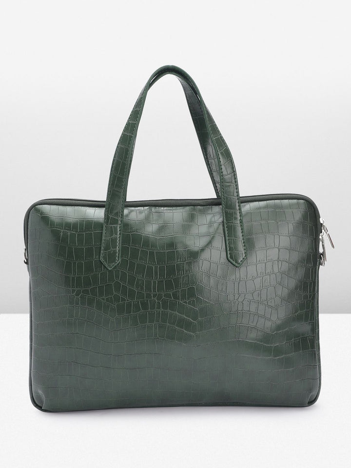 Lino Perros Women Croc Textured Structured Laptop Bag-16 Inches
