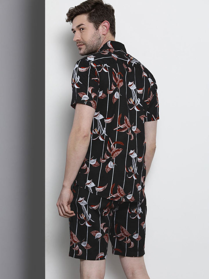 The Indian Garage Co Men Black Printed Pure Cotton Night Suit