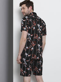 The Indian Garage Co Men Black Printed Pure Cotton Night Suit