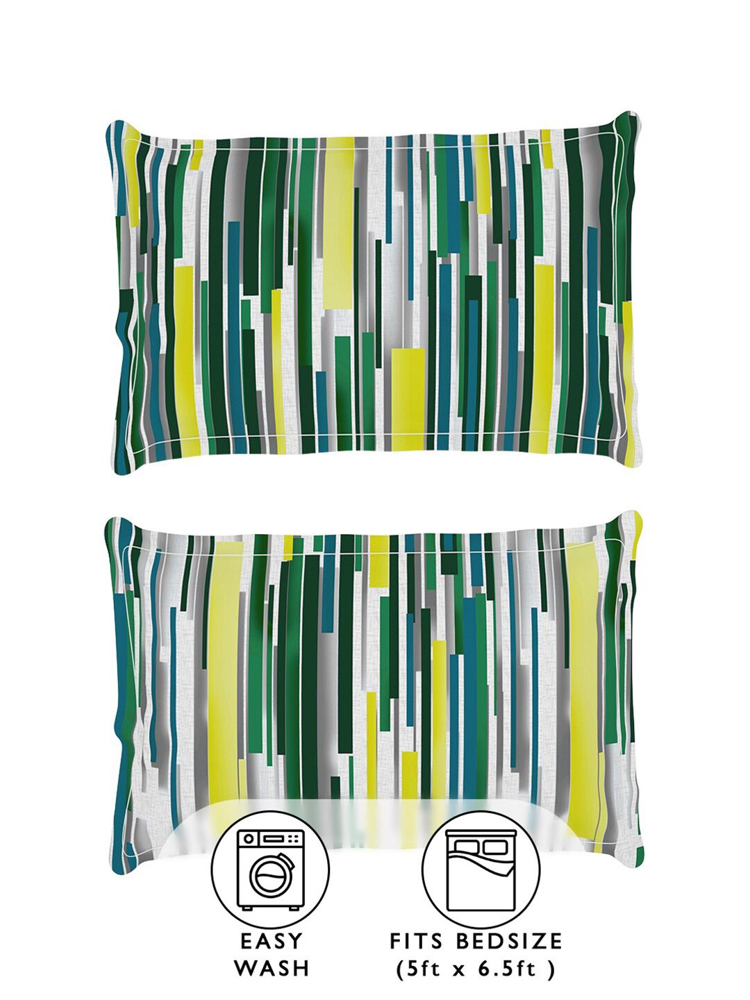 Story@home Grey & Green 180 TC Queen Bedsheet with 2 Pillow Covers