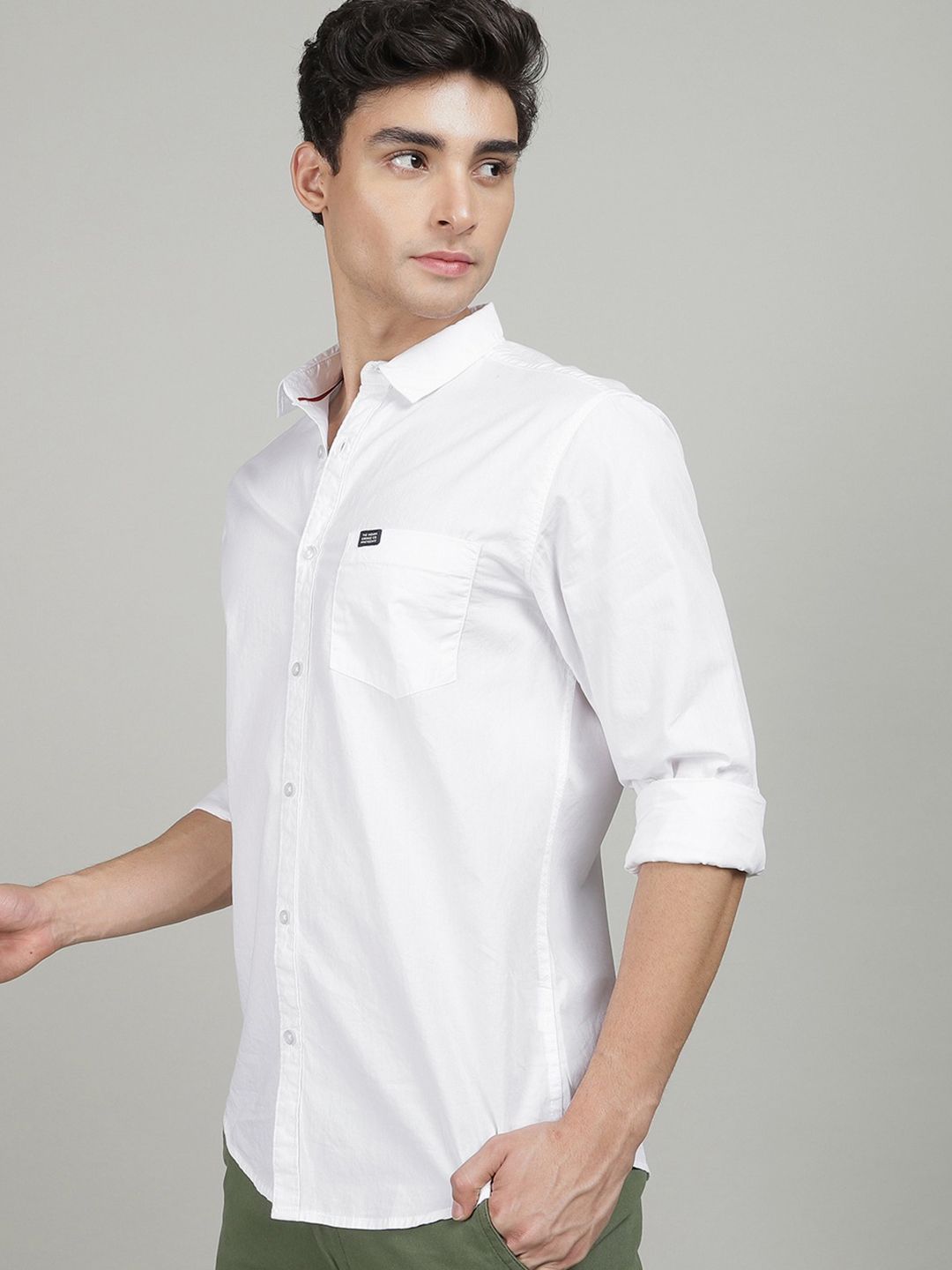 The Indian Garage Co Men White Comfort Cotton Casual Shirt