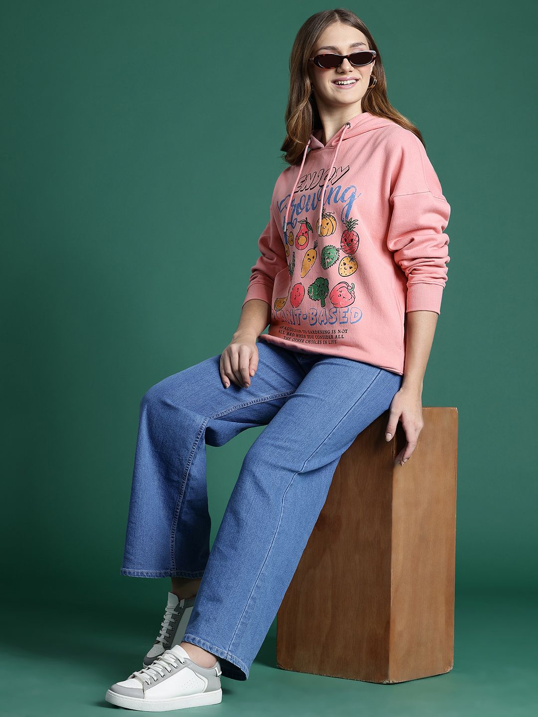 DressBerry Women Printed Hooded Sweatshirt
