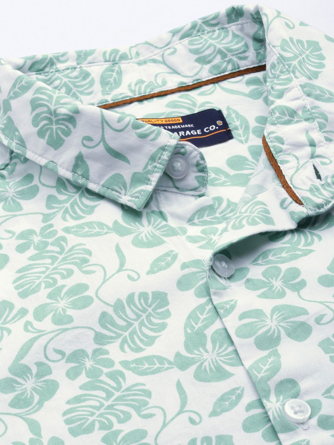 The Indian Garage Co Slim Fit Tropical Printed Pure Cotton Shirt