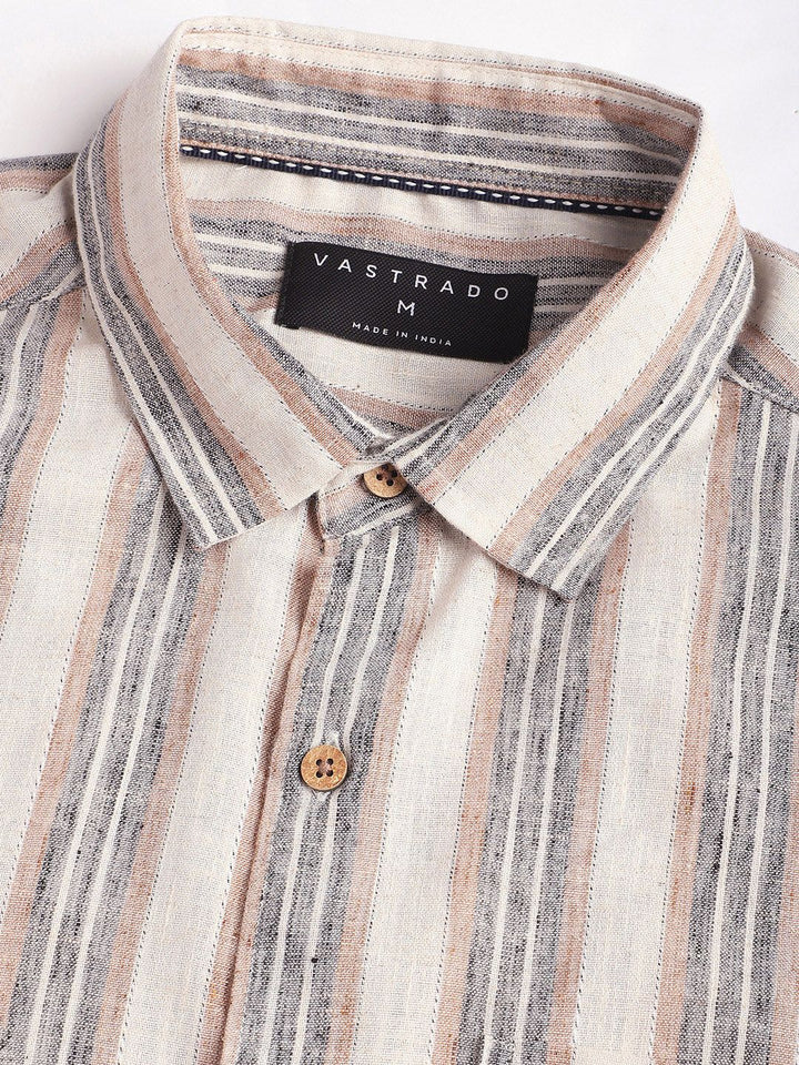 VASTRADO Men Classic Slim Fit Multi Stripes Opaque Striped Casual Shirt