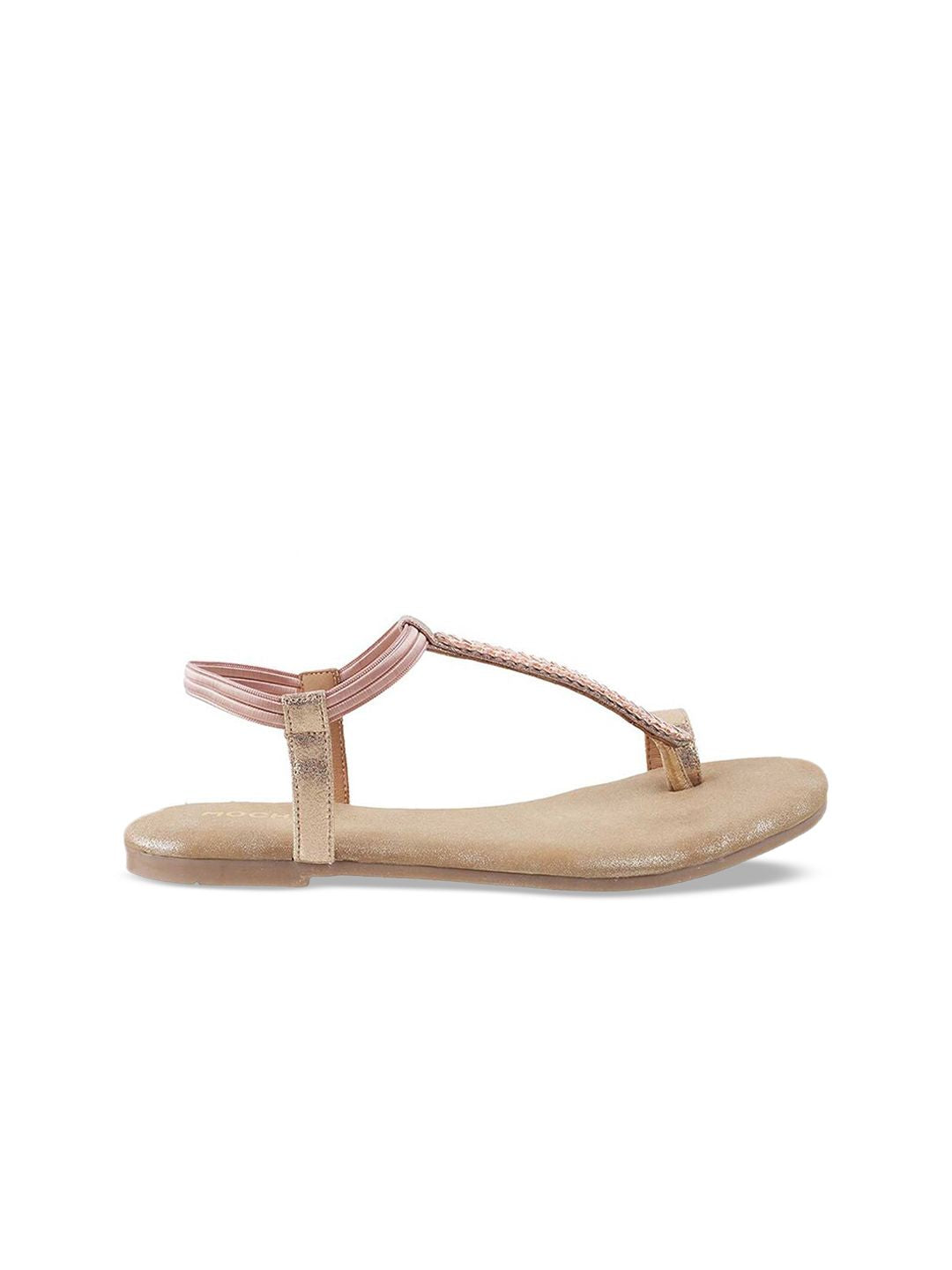 Mochi Women Beige Solid One Toe Flats