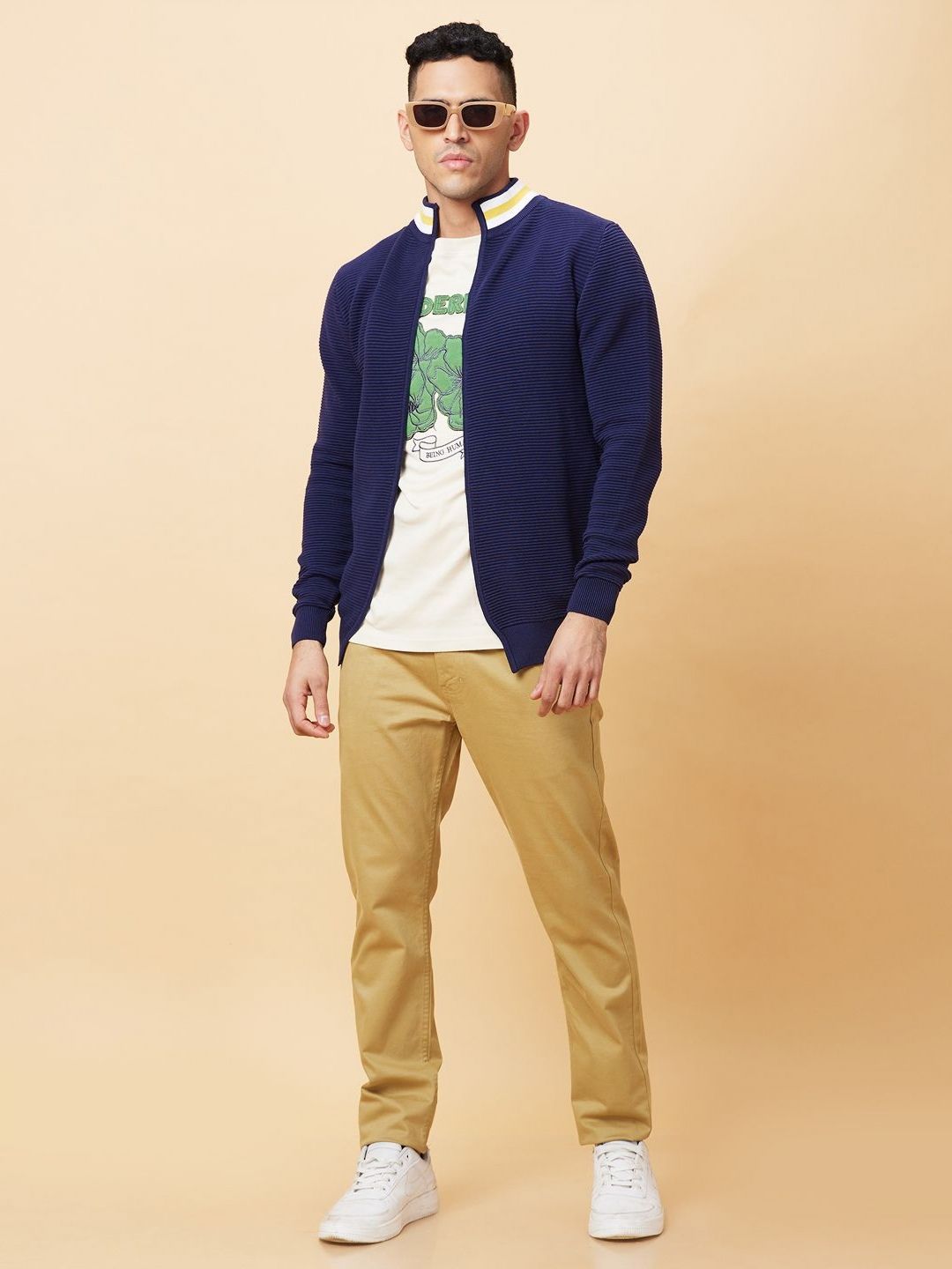 Being Human Men Colourblocked Tropical Applique T-shirt