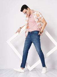 The Indian Garage Co Men Navy Blue Slim Fit Low-Rise Clean Look Stretchable Jeans
