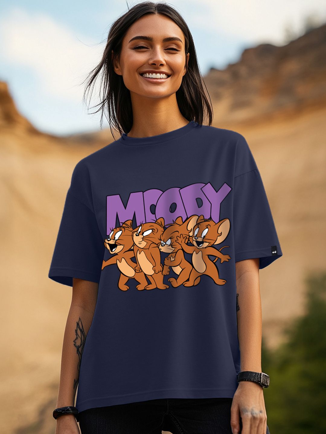 Bewakoof Jerry Printed Round Neck Cotton Oversized T-shirt