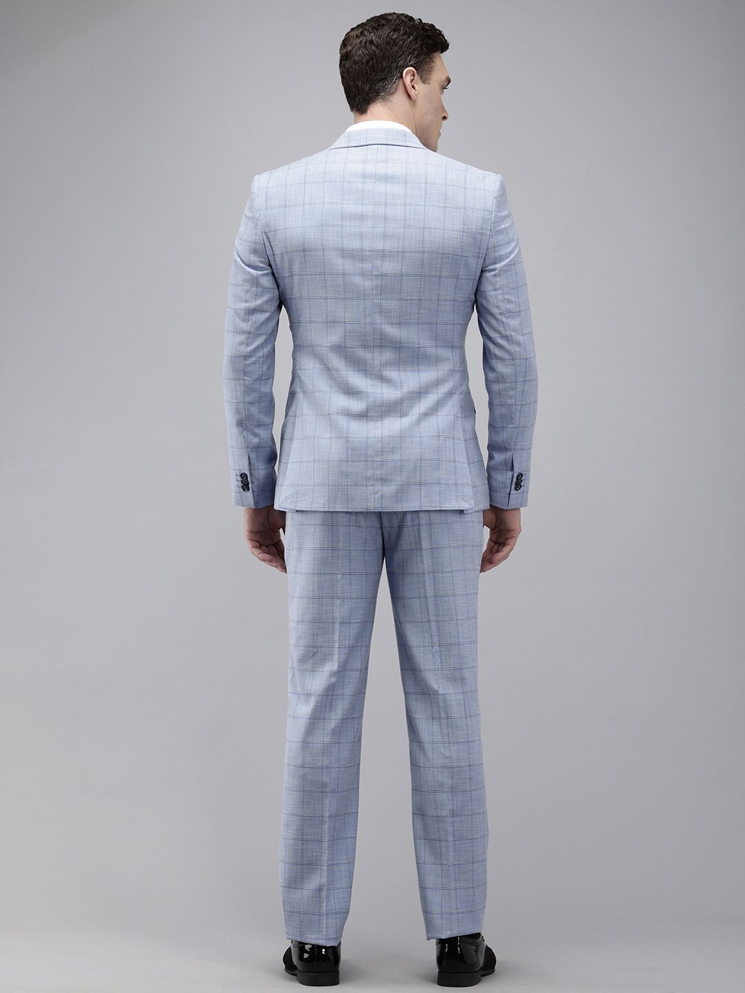 Park Avenue Super Slim Fit Checked Notched Lapel Single-Breasted Formal 2 Piece Suits