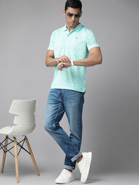 Park Avenue Floral Printed Polo Collar Slim Fit T-shirt