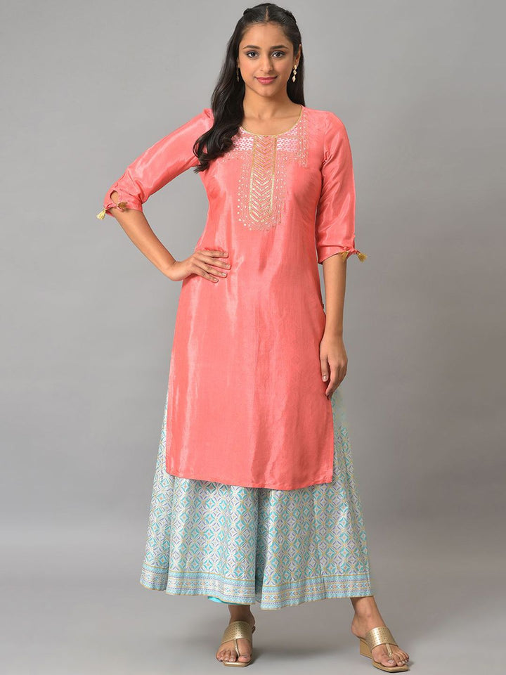 AURELIA Women Geometric Thread Work Kaftan Kurta
