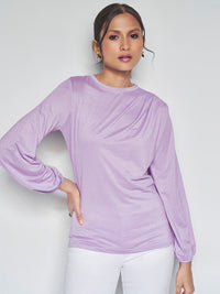 AND Boat Neck Cuffed Sleeves Top