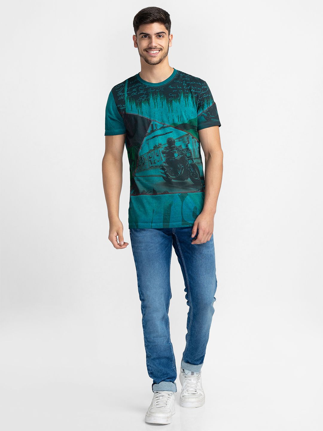 Being Human Men Green Printed Pockets T-shirt