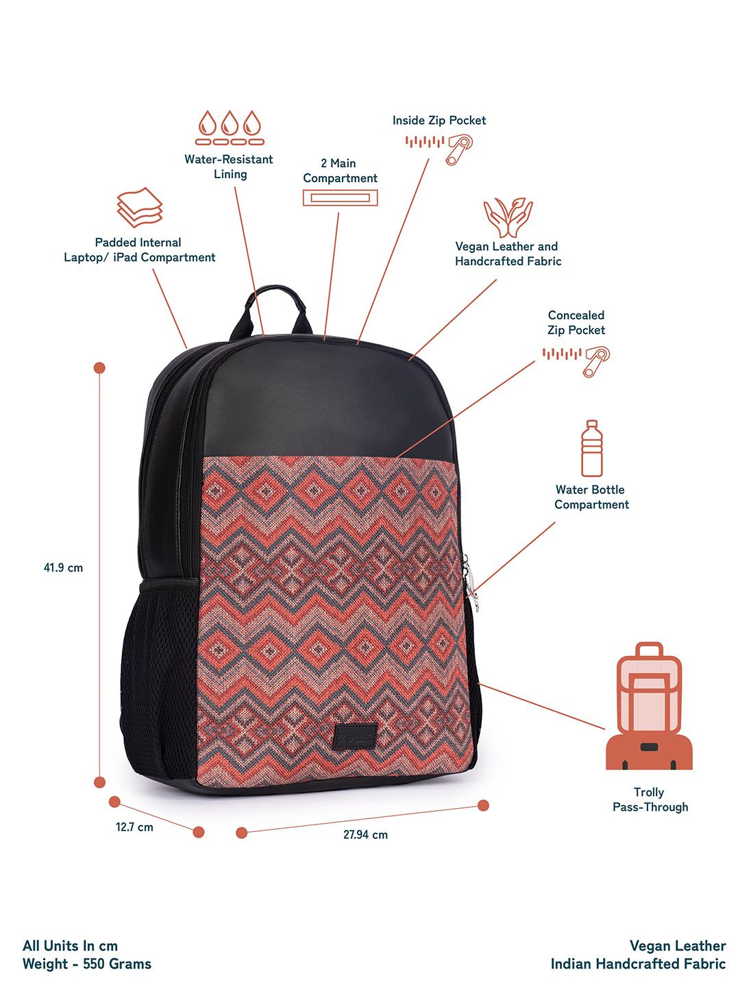 ZOUK Gwalior Weaves Printed Backpack