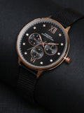 French Connection Women Embellished Dial & Stainless Steel Bracelet Style Straps Analogue Multi Function Watch