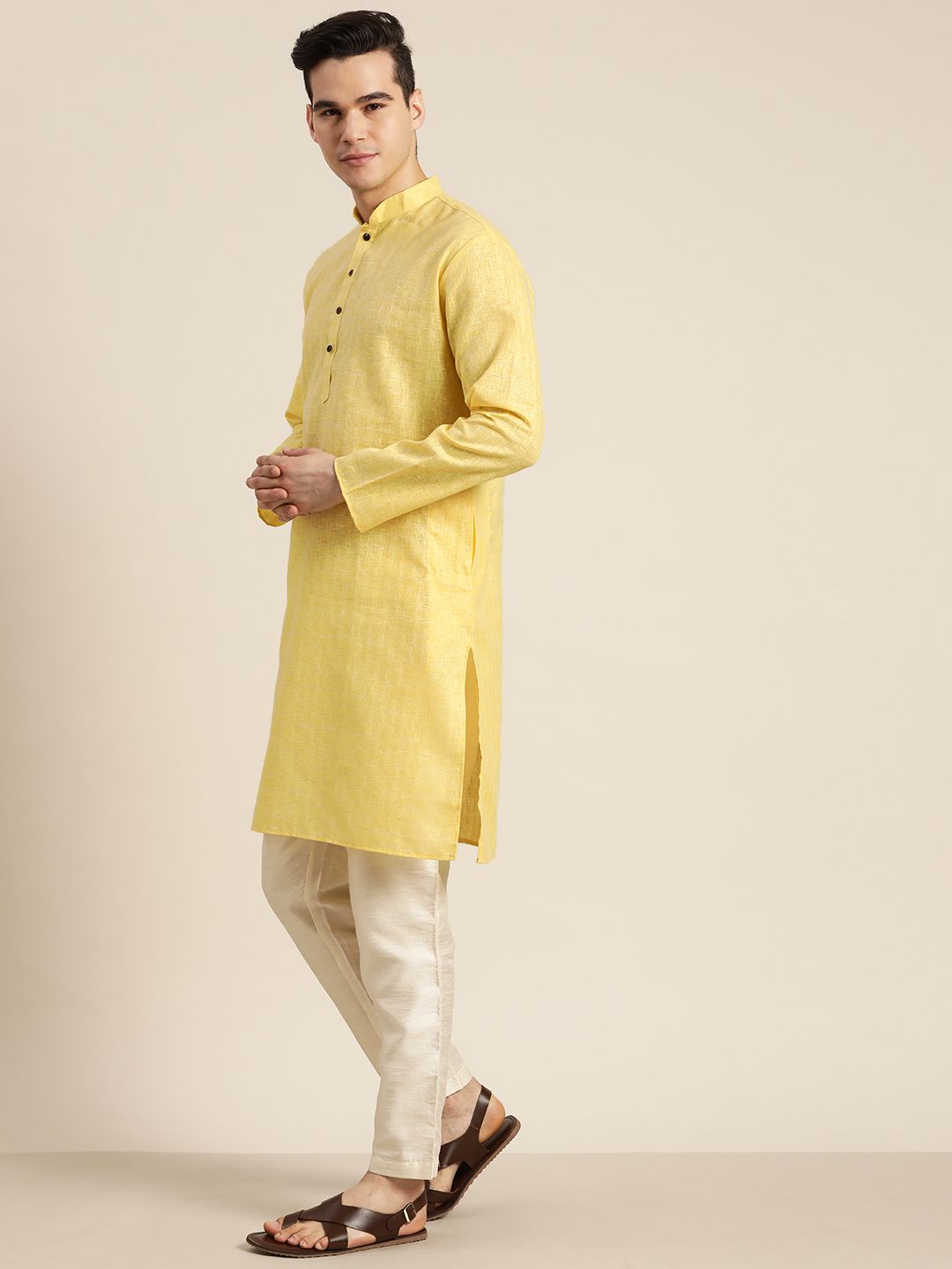 SOJANYA Checked Cotton Linen Kurta