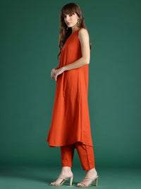 Indo Era Women Floral Pleated Pure Cotton Kurta with Trousers & With Dupatta