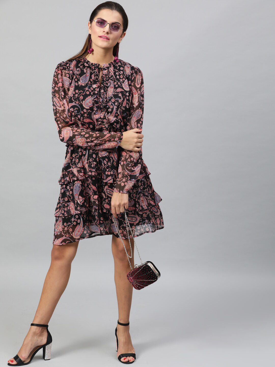 STREET 9 Women Multicoloured Printed Fit and Flare Dress