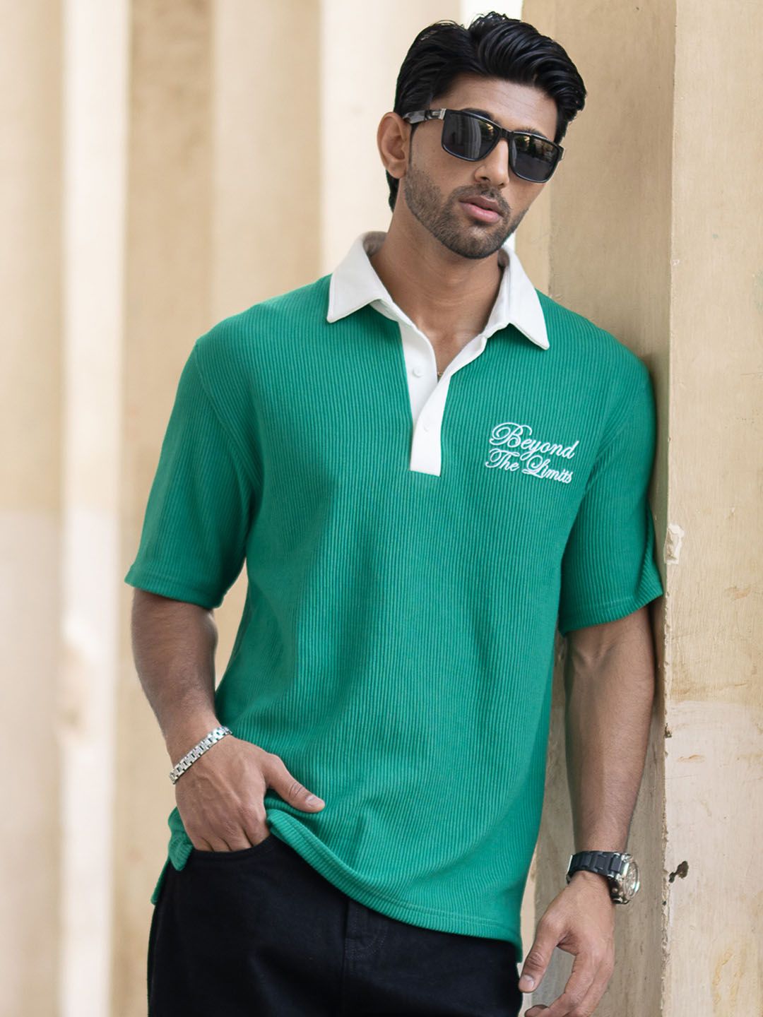 Powerlook Men Typography Printed Polo Collar T-shirt