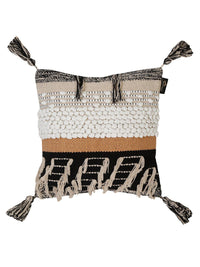 HOSTA HOMES Black & Cream-Coloured Set of 2 Geometric Velvet Square Cushion Covers