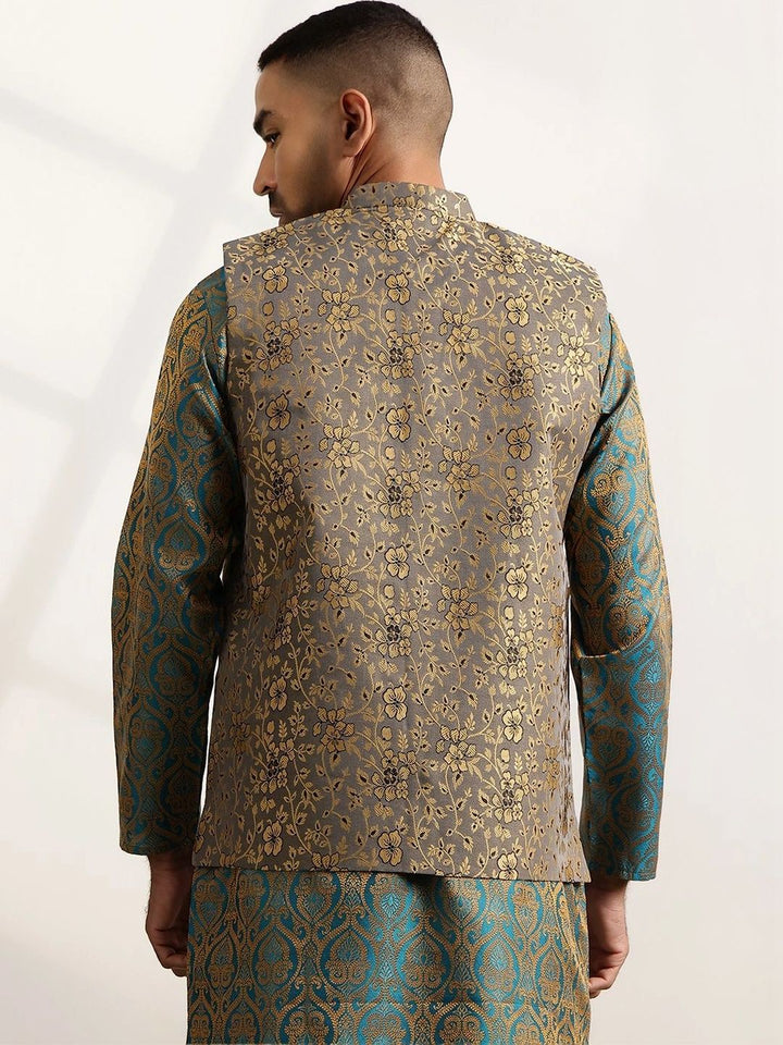 Jaket Nehru Brocade Rekaan Tenunan Anouk