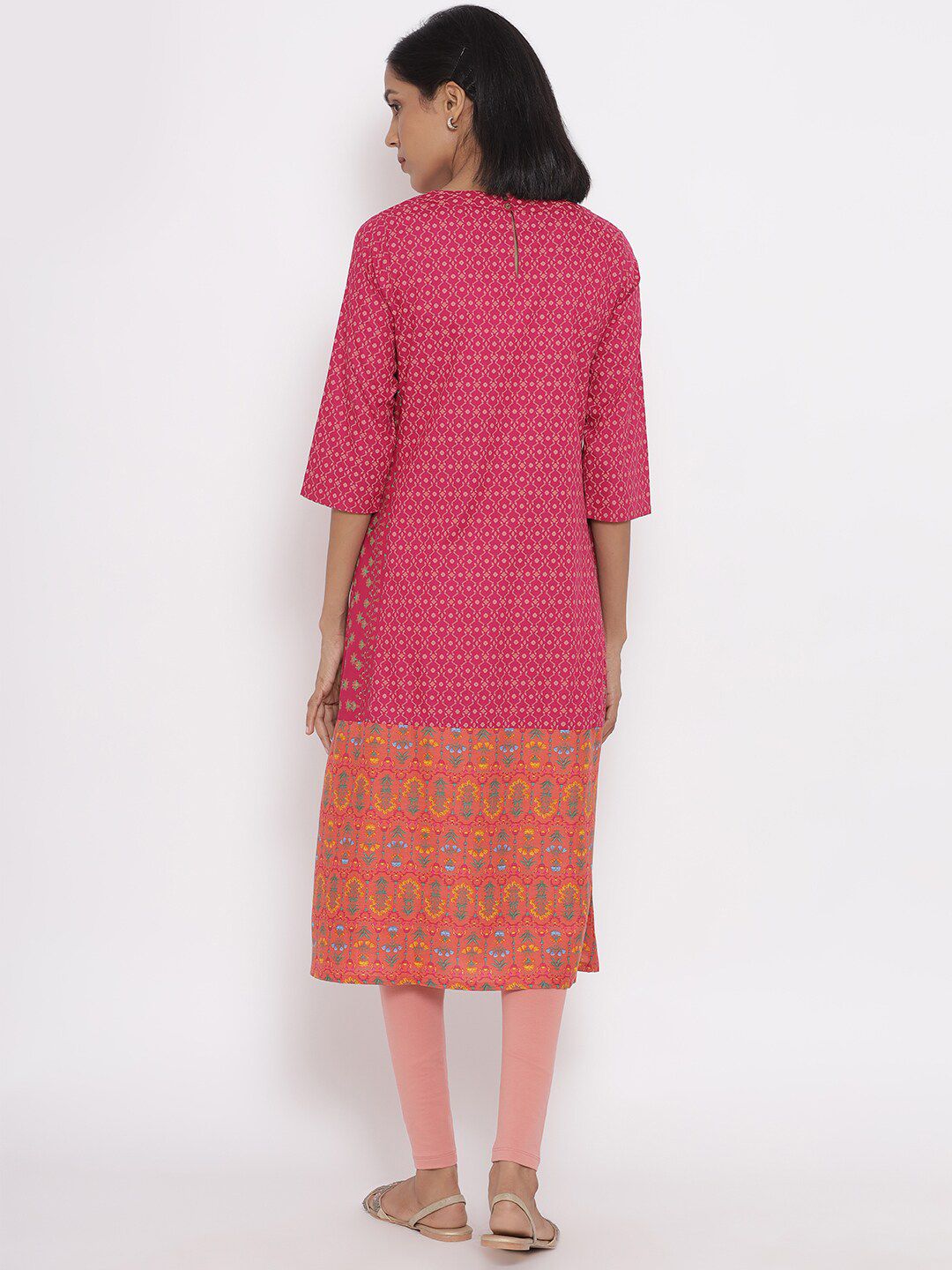 W Women Pink Ethnic Motifs Printed A-Line Kurta
