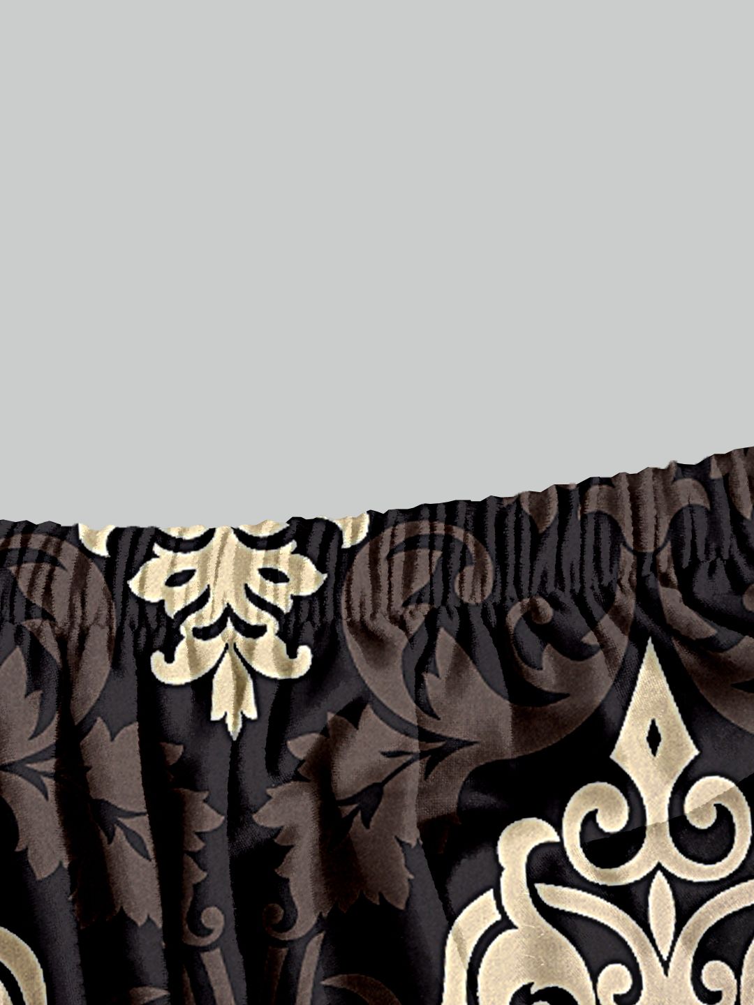 Cortina Black & Beige 6 Pieces Ethnic Motif Printed Super Stretchable Dining Chair Covers
