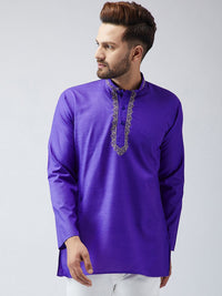 SOJANYA Lelaki Ungu Solid Kurta Lurus