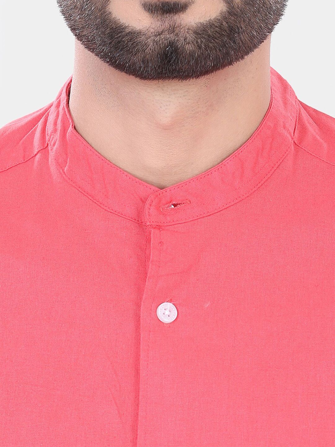 VASTRADO Classic Band Collar Long Sleeves Slim Fit Casual Shirt
