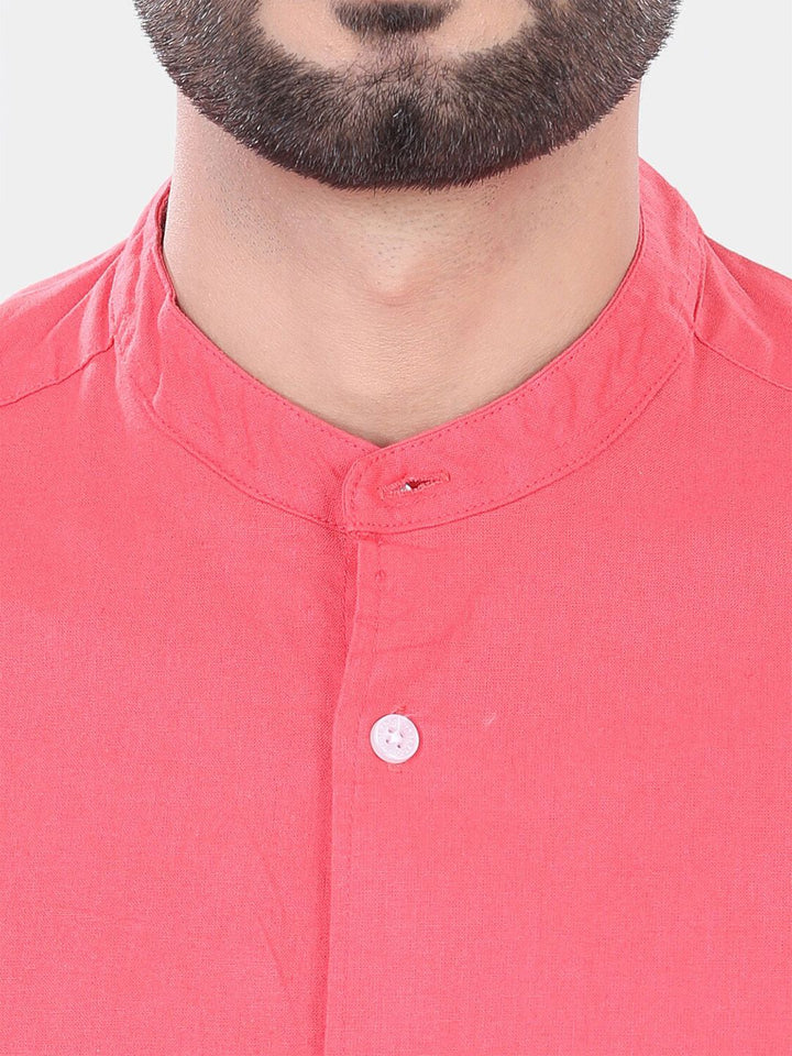 VASTRADO Classic Band Collar Long Sleeves Slim Fit Casual Shirt