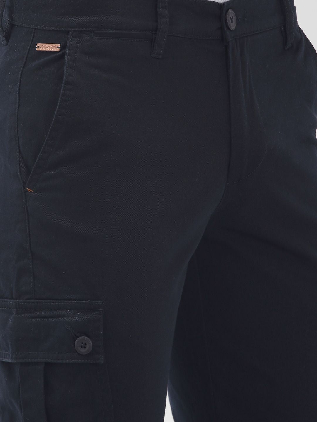 The Indian Garage Co Men Navy Blue Slim Fit Solid Cargo Style Joggers