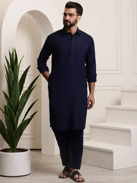 SOJANYA Shirt Collar Curved Hem Pathani Kurta with Salwar