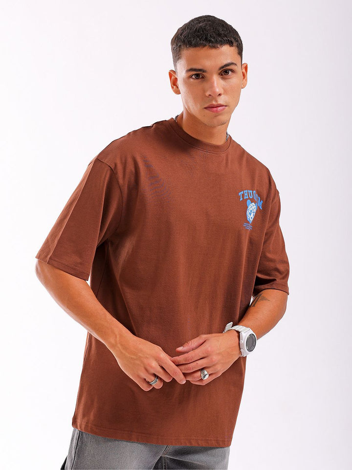 The Indian Garage Co Men Back Printed Round Neck Boxy Oversized T-shirt