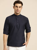 SOJANYA Men Navy Blue Solid Straight Kurta
