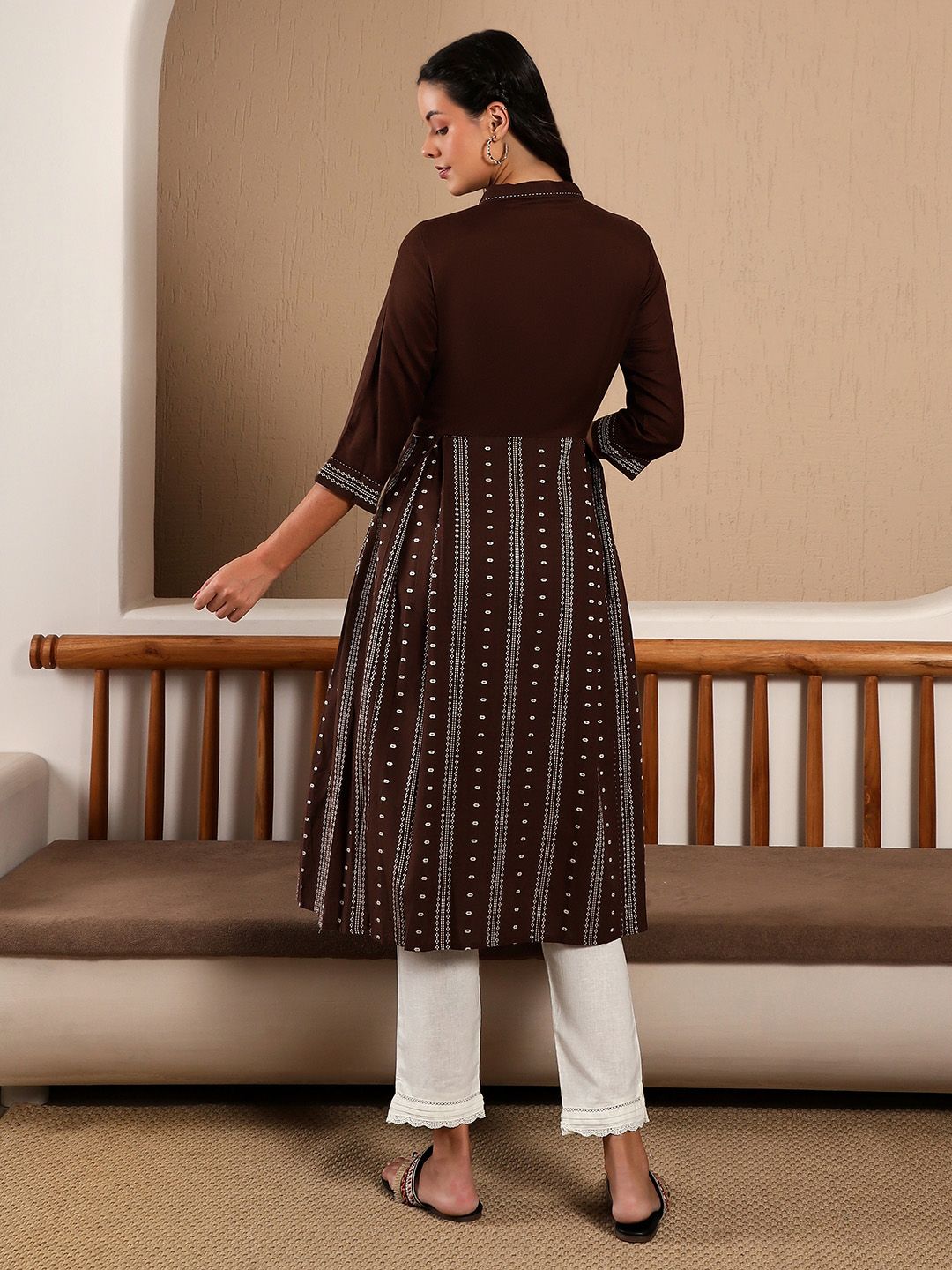 W Printed Midi Cotton Dress