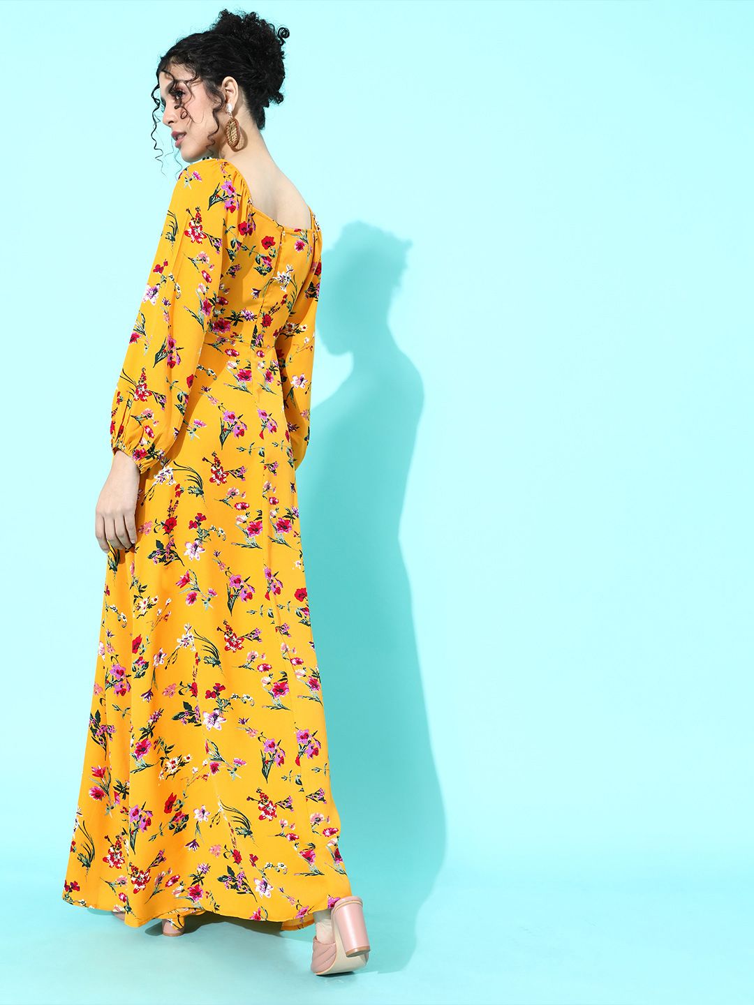 Berrylush Women Yellow Floral Maxi Dress