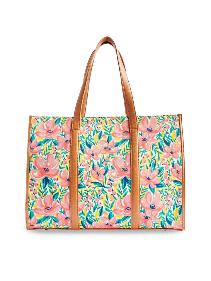 TEAL BY CHUMBAK Floral Printed Oversized Shopper Shoulder Bag