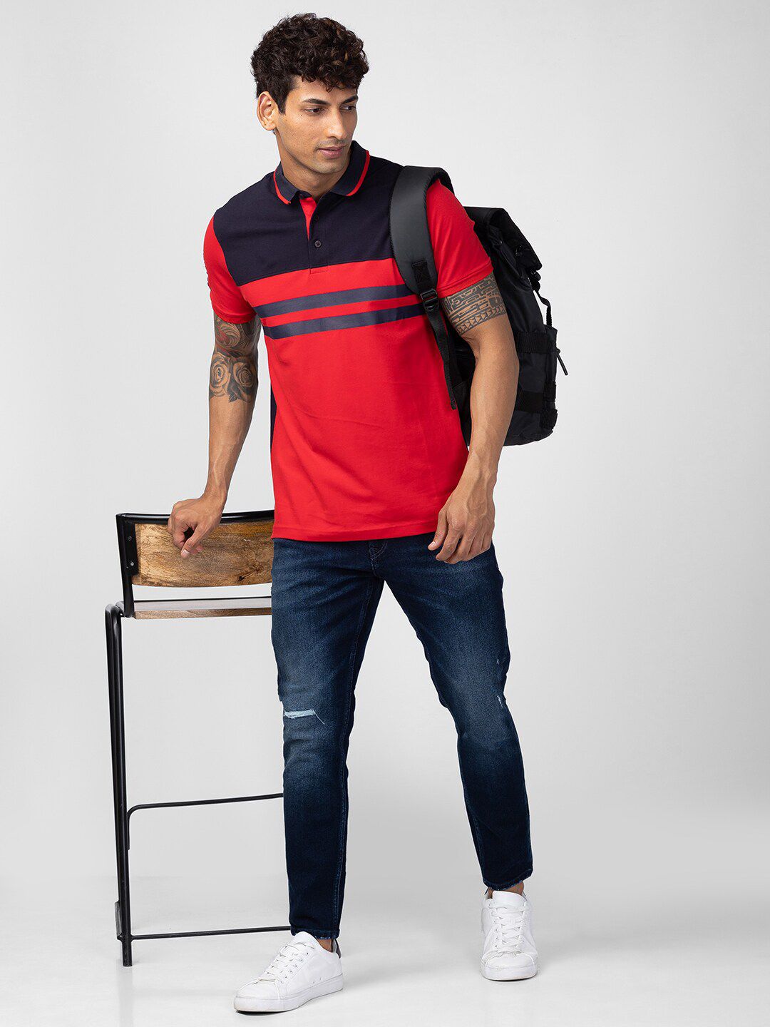 SPYKAR Men Colourblocked Polo Collar Slim Fit T-shirt