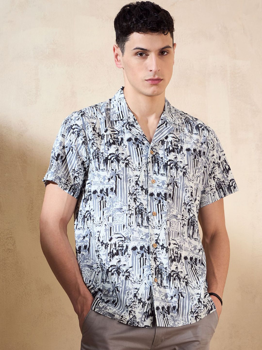 DENNISON Block Printed Oversized Casual Shirt