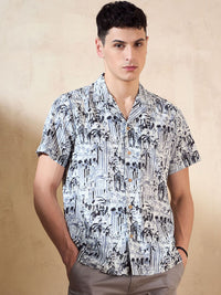 DENNISON Block Printed Oversized Casual Shirt