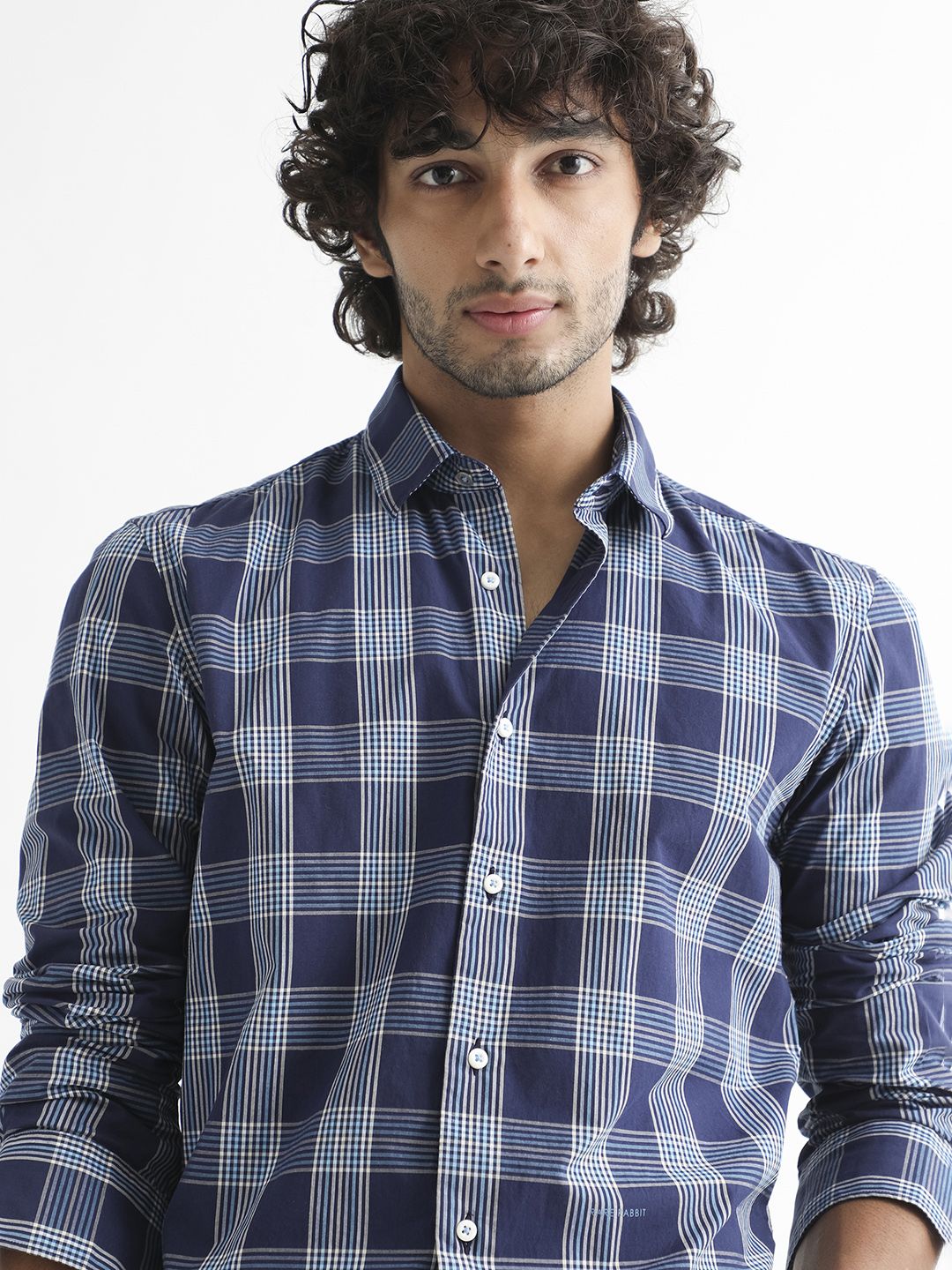 RARE RABBIT Men Turvo Slim Fit Tartan Checked Cotton Shirt