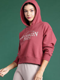DressBerry Drop Shoulder Sleeves Printed Hooded Sweatshirt