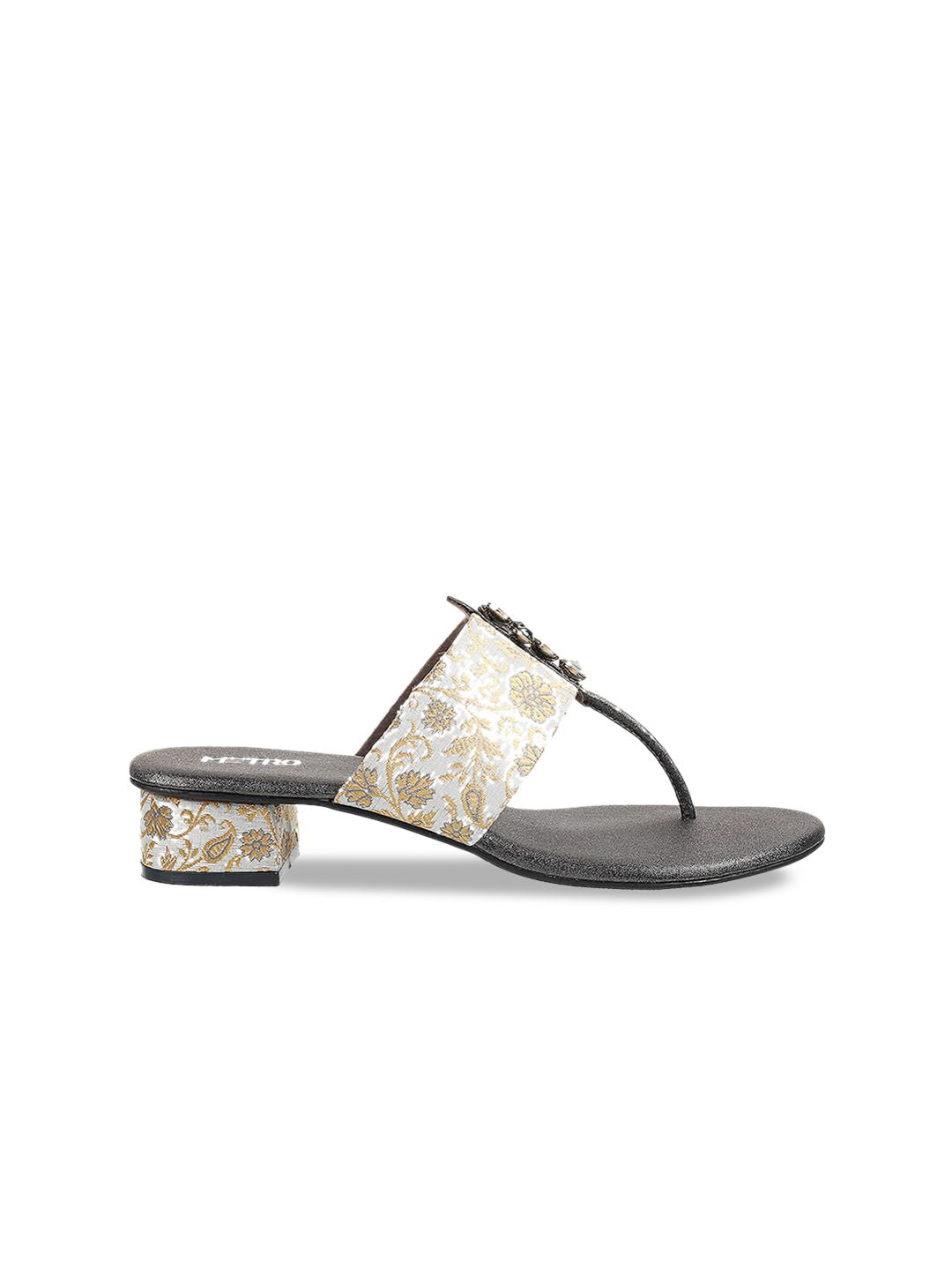 Metro Embellished T-Strap Block Heels