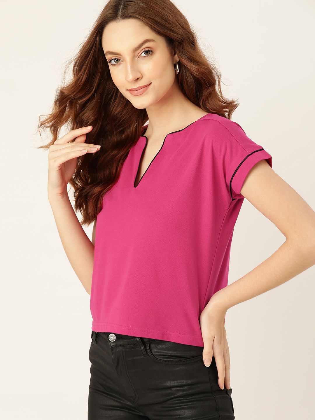 DressBerry Pink Solid Regular Top