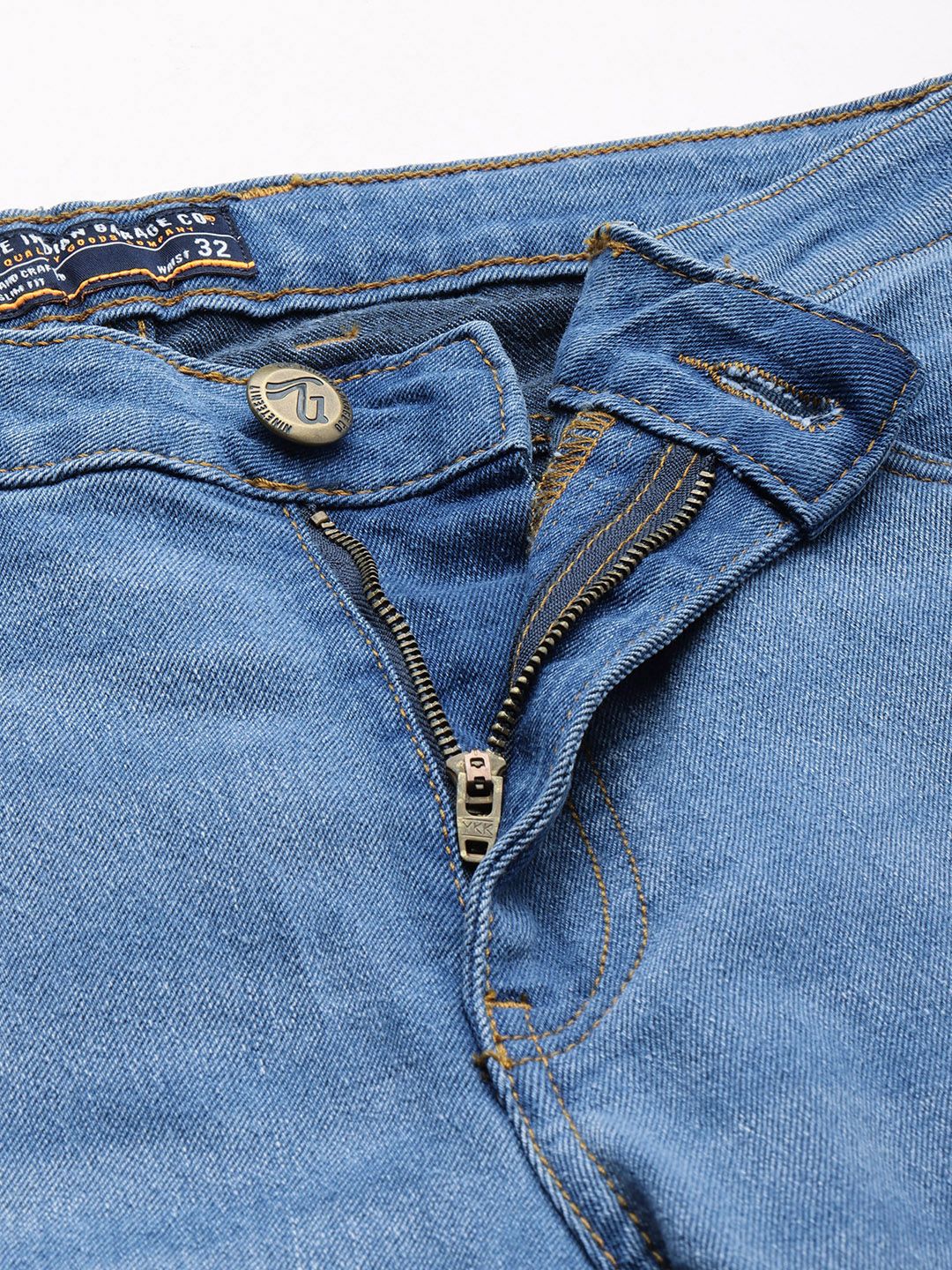 The Indian Garage Co Men Blue Bootcut Light Fade Stretchable Jeans