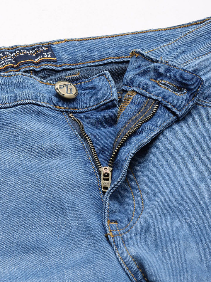 The Indian Garage Co Men Blue Bootcut Light Fade Stretchable Jeans