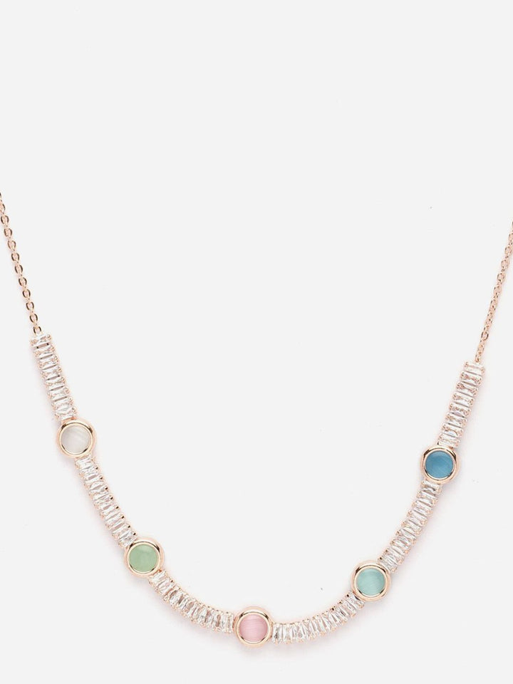 PANASH Gold-Plated Cubic Zirconia Studded Necklace