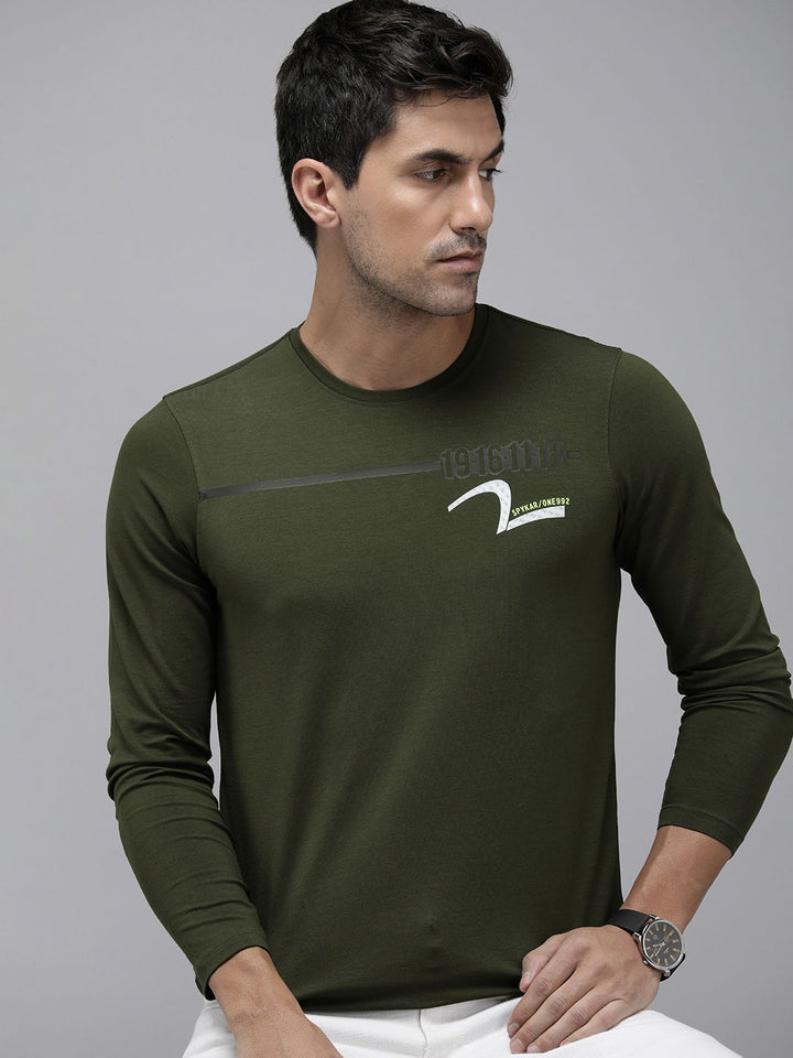 SPYKAR Graphic & Striped Printed Slim Fit T-shirt